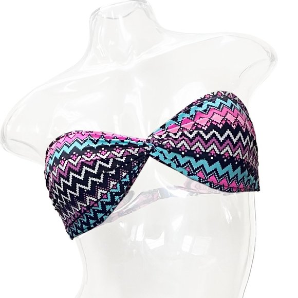 EUC Strapless Aztec Bandeau Bikini Swim Top - Women's Size 8 Atmosphere Swimwear - Picture 1 of 3